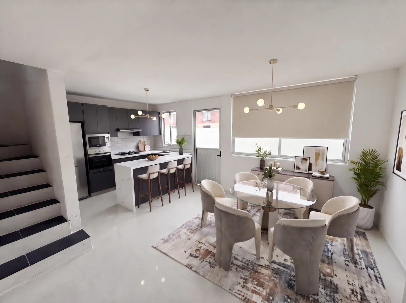 Cocina y comedor del modelo Canarias, amueblados